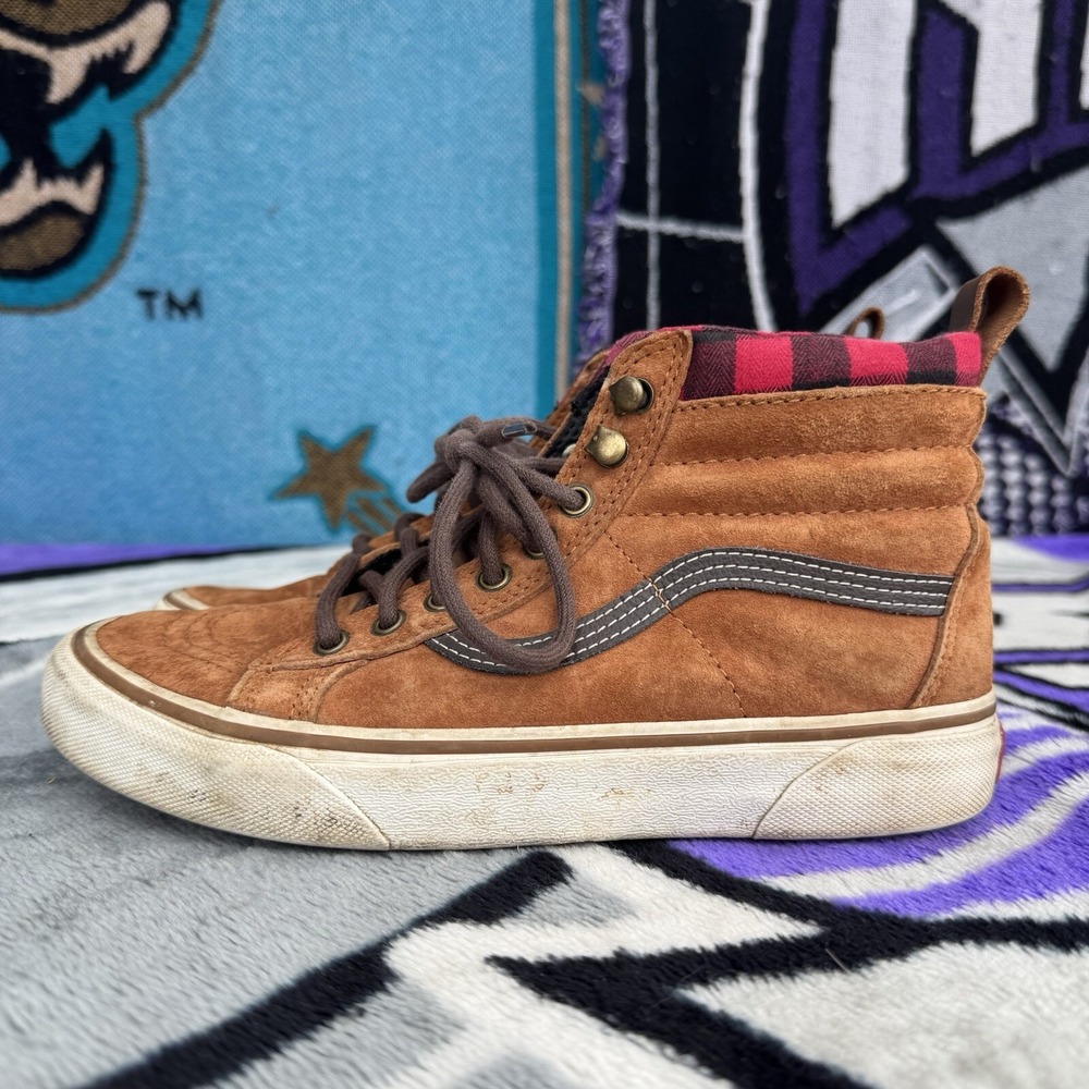 Size M6.5/W8 - Vans Off The Wall Men's Mid Top Brown Skate Shoes Sneakers